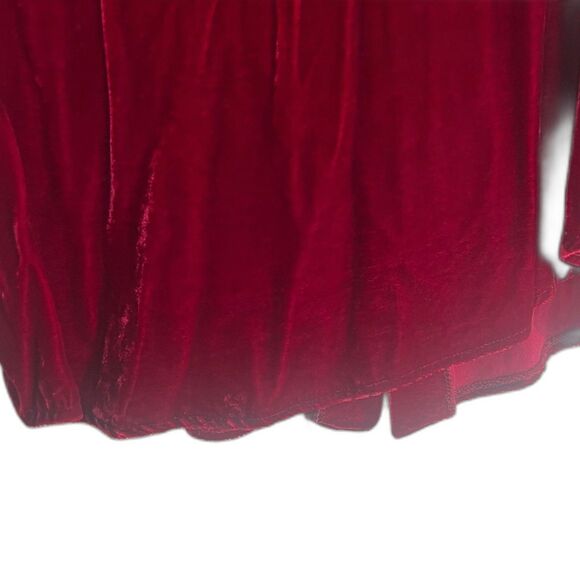 VTG Kenar Studio Crushed Velvet Button Down Up Blouse Sz 14 Silk Holiday Red - Picture 11 of 12